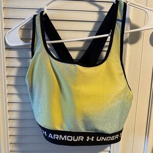 Under Armour Yellow-Green Ombre Sports Bra with Black Band